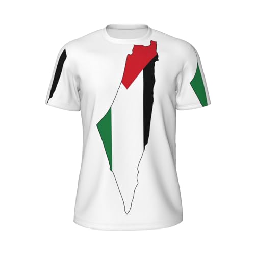 GaxfjRu Camisetas deportivas de secado rápido para hombre, diseño de mapa de la bandera de Palestina, camisetas atléticas que absorben la humedad, camisetas de gimnasio de manga corta para