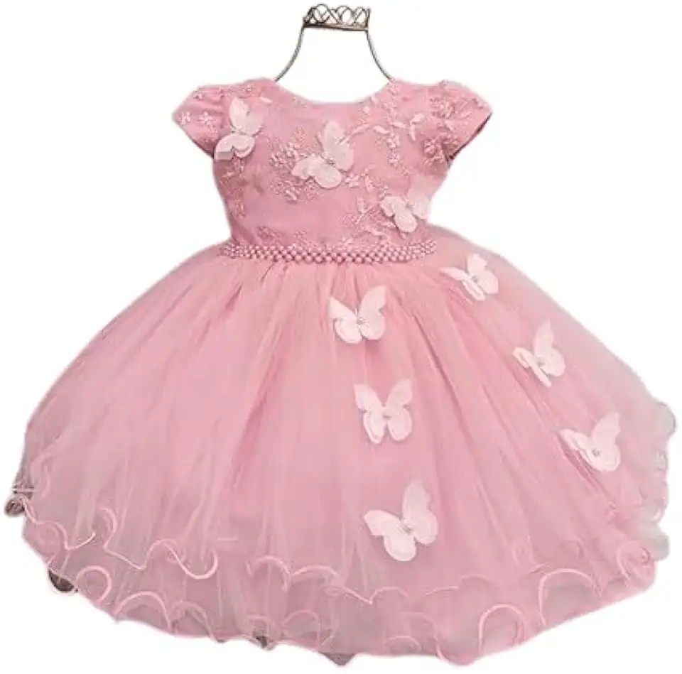 Vestido De Festa Infantil C/Aplique Borboletas 1.2.3.4