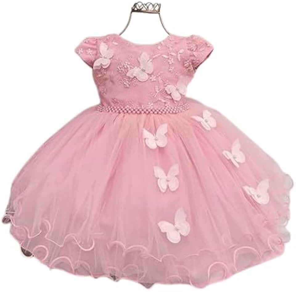 Vestido De Festa Infantil C/Aplique Borboletas 1.2.3.4