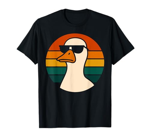 Funny Goose Wearing Sunglasses Retro Sunset Meme T-Shirt