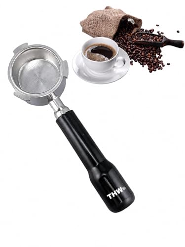 Image of THW Bottomless Portafilter for Coffee Machine 51mm Black PVC Handle| Kitchen Dining | Small Kitchen Appliances | Coffee | cafetaria (Black Handle)(for Indian Coffee Machines ONLY)
