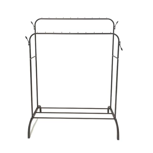 Perchero de doble polo, colgador de pie de gran capacidad para el hogar, sala de estar, dormitorio, balcón, organizador de ropa versátil y estante de secado