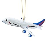 Joiedomi Mini Christmas Airplane Glass Ornament, Commercial Airliner Blown Glass Xmas Tree Picks for Hanging Ornament Outdoor Party Favor Indoor Decor Winter Gifts