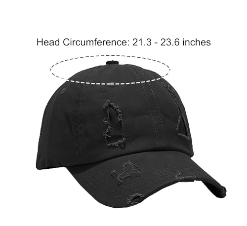 Image of Eohak Ponytail Baseball Hat Distressed Retro Washed Cotton Twill
