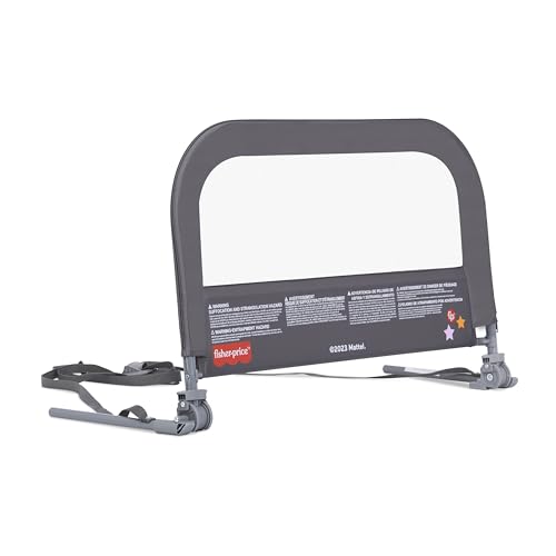 Dream On Me Fisher-Price Little Naps Bed Rail for Todlders in Grey, Suitable for All Types of Beds, No Tool Assembly for Toddler Bed Rail