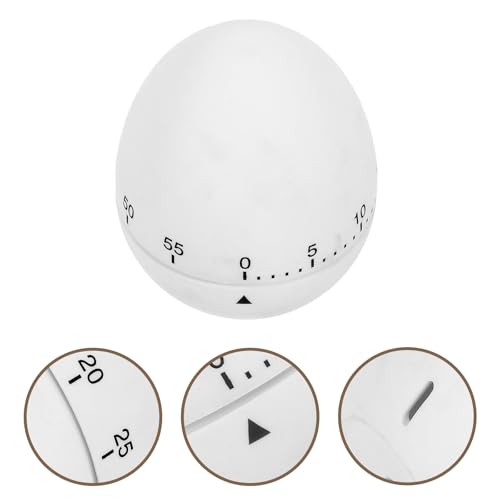 VILLCASE Manual Mechanical Kitchen Timer Egg Shape with Visual Countdown and Loud Alarm, Sturdy Metal and Silicone Construction, White Color, for Kitchen Cooking and Playing Time Management - Image 9