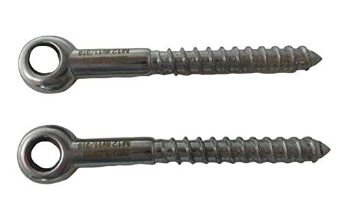 Image of US STAINLESS 2 Pieces Stainless Steel 316 M12 Lag Screw Eye Bolt Forged 12mm x 100mm Marine Grade
