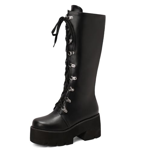 Bottes mi-mollet militaire à plateforme pour un look urbain actif