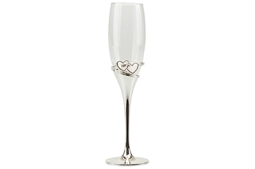 Bomboniera matrimonio coppia flut silver bicchieri da spumante con decorazione cuori harmony S2538S