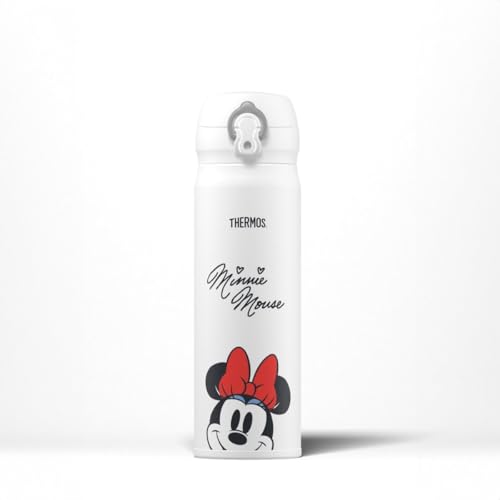 Thermos - Disney Minnie Mouse Signature Direct Drink Flask (470ml) Reusable Insulated Stainless Steel Thermal Coffee Cup, Hot or Cold Beverages, Vacuum Sealed Water, Leak-Proof Lid, 10hr Hot/24hr Cold