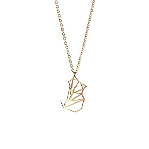 La Menagerie Vos Goud Origami Sieraden & Gouden Geometrische Ketting – 18 karaats gouden Ketting & Vossen Ketting voor Vrouwen – Vossen Ketting voor Meisjes & Origami Ketting
