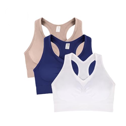 Top Academia Fitness Nadador Com Bojo Removivel Suplex Treino Roupas Femininas (BR, Alfa, G, Regular, 3, Branco+Castano+Azul escuro)