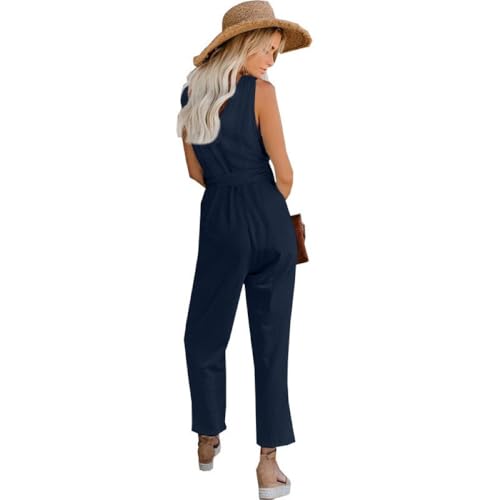 Mono casual de verano para mujer PrinStory con cuello en V y botones 2