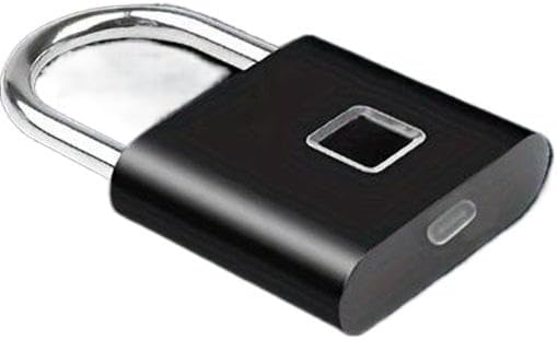 Fingerprint Padlock Anti-Theft Waterproof Keyless Security Digital Lock Portable USB Charging Smart Padlock Portable Box Lock(Black)