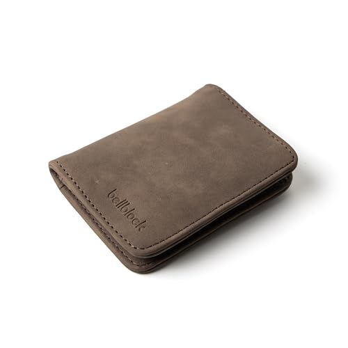 Image of Bellblock Minimal Card Holder for Men /Women | Slim Handcrafted Mens Card Wallet | Upto 7 Cards & Folded Cash | Vegan Leather | Brown (Pack of 1)