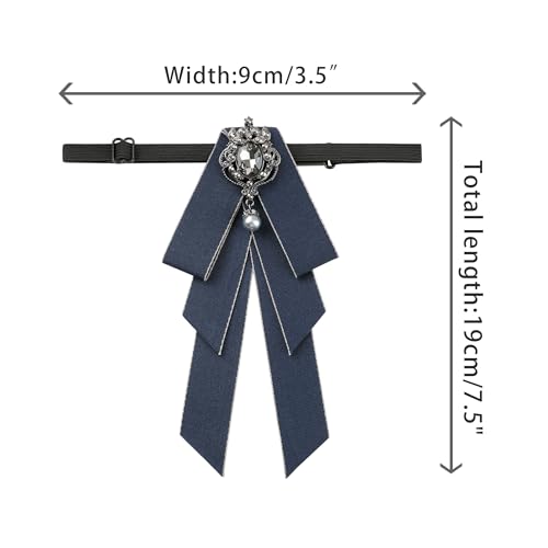 Image of Women's Ribbon Brooch Necktie Rhinestone Bow Ties for Elegant Chic