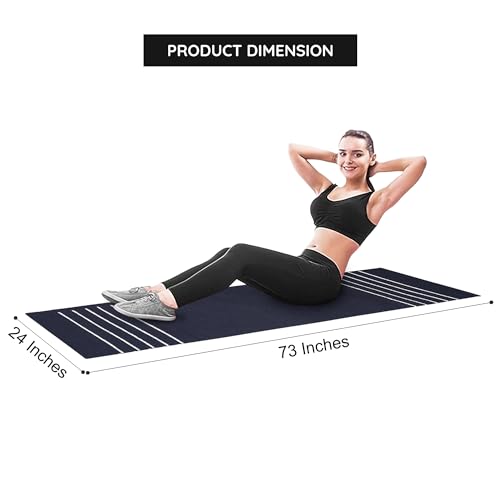 Image of Pure cotton anti-skid, machine wash yoga mat. 73inches x 24inches, 5mm thickness (5mm (Dark Blue))