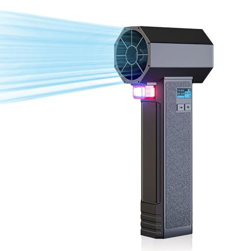 ブロワー 強力 x64 ブロワー 洗車 充電式 ブロワー 強力 アリエク ブロワー ターボジェットファン 車載タービン乾燥機送風機、携帯型超大型64 MM超電動コードレスブレード送風機、ランプとLEDディスプレイ付き、4000 mAh、最大推力1.6KG、庭の清掃、芝生の手入れ、自動車の乾燥に使用