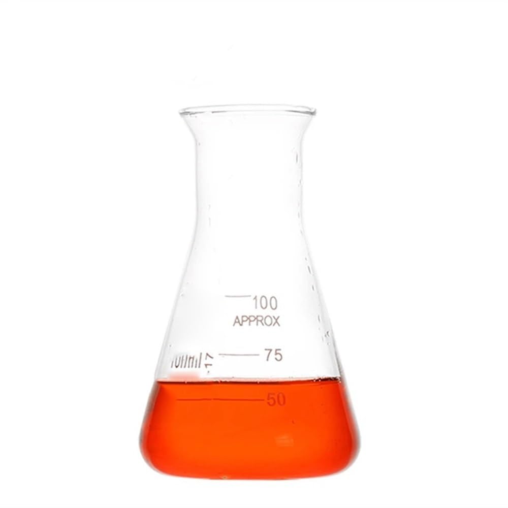 Borosilicate Glass Conical Flask, Glass Erlenmeyer Conical Flask Bottle with Trumpet for Lab Experiments 50-1000ml(200ml)