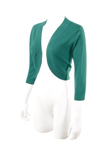 Image of Allsense Women's 3 /4 Sleeve Bolero Shrug for Dresses | Open Front Cropped Cardigan, Lightweight Knit Dress Cover Up