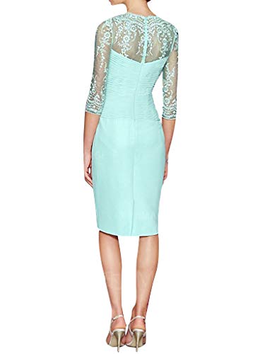 H.S.D Women's Sheath Short Lace&Chiffon Mother of The Bride Dresses with Jacket2