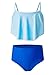blibean Tween Girls Swimsuits Little Kids Summer Two Piece Bikini Sets Teen Girl Fashion Boho Hawaii Swim Bathing Suits Ruffled Beach Swimwear Traje Baño Niñas Size 12-13 Year Old Light Blue