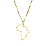Metalltyp: Zinklegierung BEAUTYBIGBANG Afrika Karte Halskette Zierliche Hohl Karte Anhänger Mutterland Karte Choker Schlüsselbein Kette Halsketten Afrikanischer Kontinent Für Männer Frauen Mädchen (Gold)