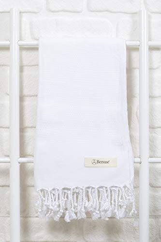 Bersuse 100% Cotton Ventura Turkish Towel - 37X70 Inches, White #TOP5