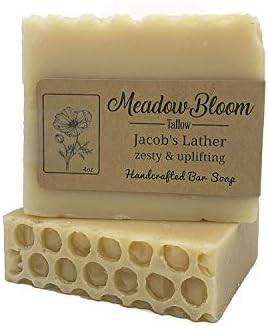 EST'D 2004 HC Meadow Bloom Tallow Bar Soap - Honey & Lemon 1 Pack - Made with All Natural 100% Grass Fed Tallow Handmade Soap Bar - Great for Face or Body Soap