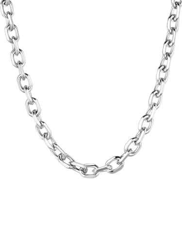 Rolo Cable Chain for Men Women 9mm 18 Inch Stainless Steel Link Chain Necklace