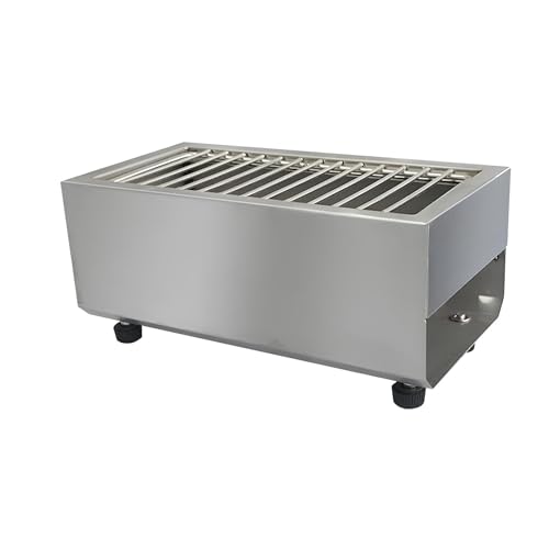 PQPQLI Parrilla De Carbón Rectangular Barbacoa De Carbón Acero Inoxidable con Patas Ajustables Y Sistem De Ventilación - Estufa De Barbacoa Portátil, para Acampar Y Jardín(35 * 16cm)