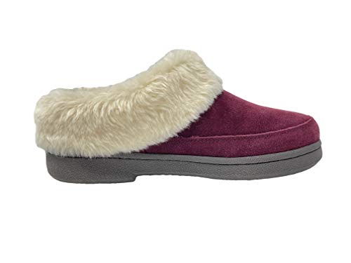 Clarks Clarks Women's Faux Fur Clog Indoor and Outdoor Slipper (Burgundy, 9 M US)