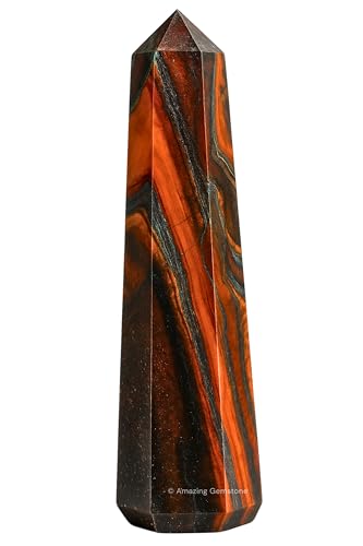 Image of Amazing Gemstone Red Tiger Eye Crystal Towers - Natural Healing Crystal Point Obelisk for Reiki Healing and Crystal Grid (2 inch to 3 inch INCH)