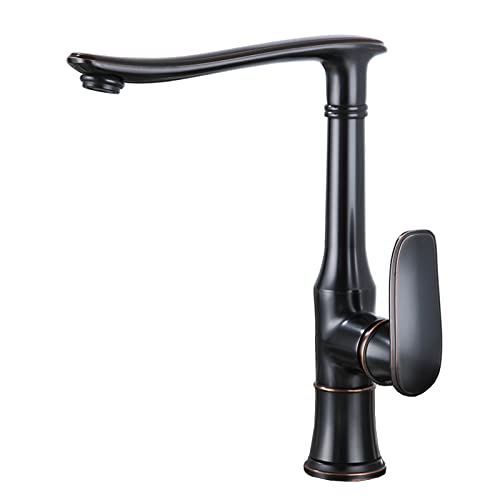 Robinet pivotant à 360 degrés pour évier de cuisine avec bec vintage noir - 2
