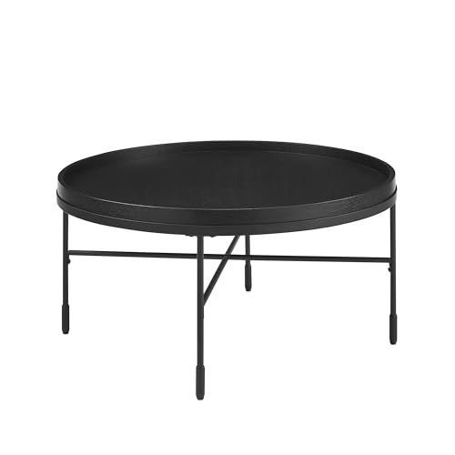 Linon Javier Black Wood and Metal Round Coffee Table