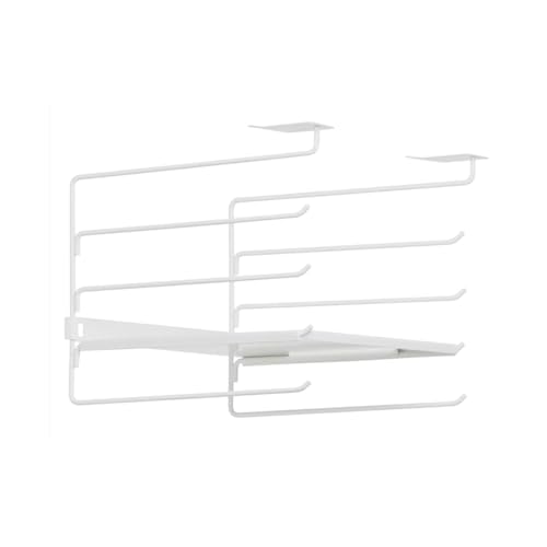Avilia Colgador de tazas bajo mueble con estante y ganchos para platos – metal, blanco, 22,5 x 30 x 26 cm
