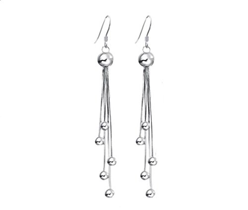 Private Twinkle - Pendientes largos de borla de plata de ley 925