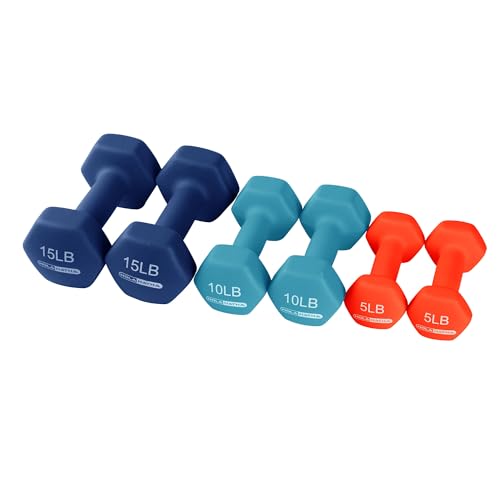 HolaHatha Dumbbell Hand Weights Set & Rack for Home Workout, 60 Lbs, Blue/Red