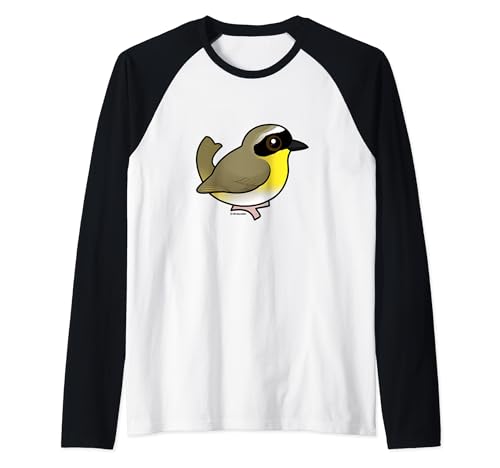 Cute Common Yellowthroat Cartoon Warbler Bird Gift Idea Raglan Baseball Tee