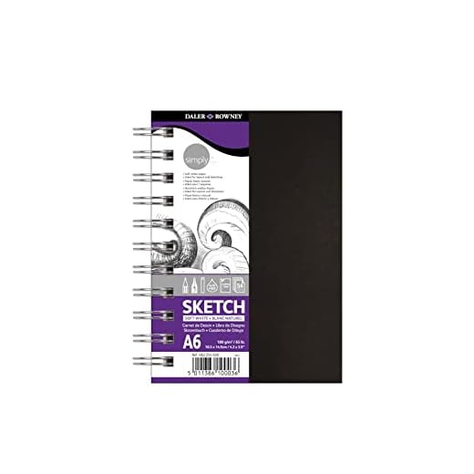 Daler Rowney Simply Spiralgebundenes Skizzenbuch, 100 g, A6, 54SH, Schwarz