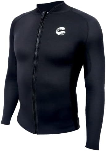 SEANATY Wetsuit Top Jacket Men 2mm Neoprene Long Sleeves Swimsuit Diving Surfing Snorkeling Swimming (XL, Black/Black)