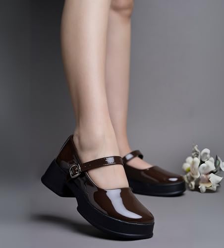 Image of JM LOOKS Women Mary Jane Block Heels | Single Strap | Round Toe | Stylish & Comfortable | Formal & Casual