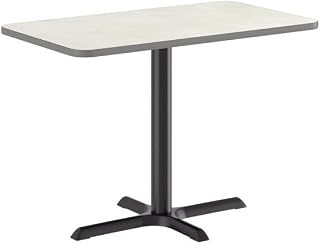 Reversible Rectangular Dining Table, Gray/White Laminate Top with Cast Iron Base, 24x42 Inch, Standard Height, Indoor Commercial