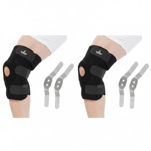 Image of CUREWRAP Adjustable NEOPRENE HINGED KNEE BRACE UNIVERSAL SIZE (14.8 inch 24.4 inch) PACK OF 2 for Men & Women| Knee Support Pain Relief, ACL, Meniscus, Ligament Tear, Arthritis, Post-Surgery, Injury & Sports Recovery | 12.5 INCH Long Knee Stabilizers