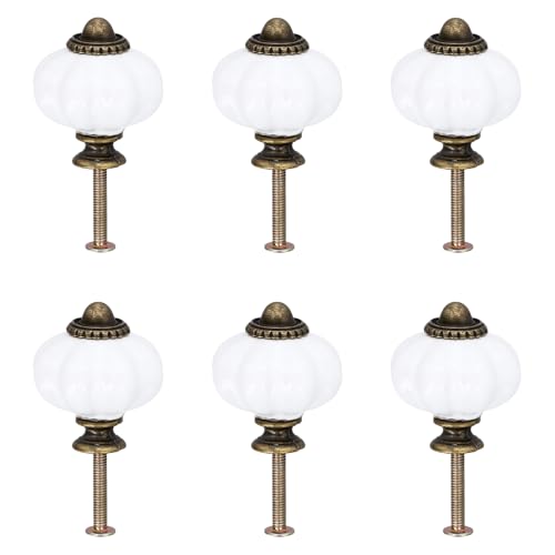 Culinavog 6 Tiradores Armarios, Pomos de Cerámica para Muebles, Tiradores Redondos Vintage con Tornillo 25mm, para Cajones, Armarios, Cómodas y Cocina