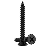 Wood Screws 1-1/4 Inch, 115 PCS FIXLINK Premium Flat Head Phillips Black Wood Screws,...