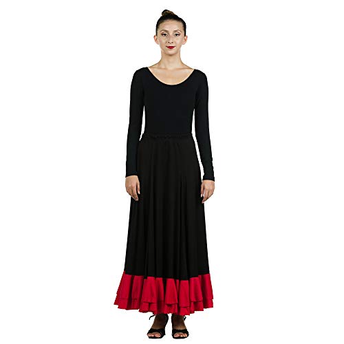 Danzcue Womens Full Circle Flamenco Skirt, Black, L Adult #TOP13