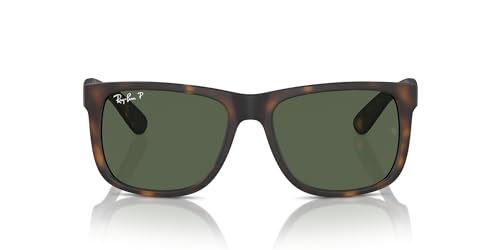 Ray-Ban Rb4165 Justin, Gafas Unisex Adulto, Goma Havana/Verde Oscuro Polarizado, 55 mm
