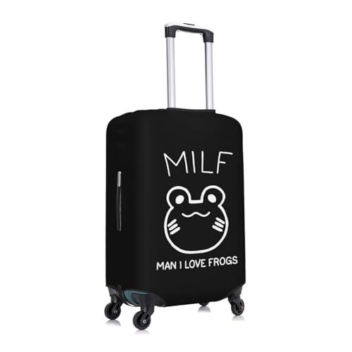 Man I Love Frogs Travel Luggage Cover Suitcase Protector Fits 26-28 Inch Case(Black,L)2