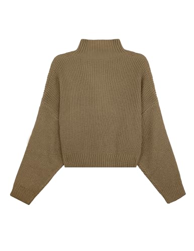 Image of Libsorge Womens Cute Lightweight Turtleneck Ultra Cropped Sweaters Spring 2025 Ribbed Knit Crop Thin Pullover Sweater